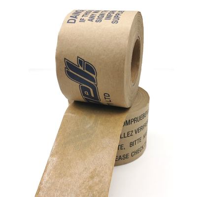 Water Activated Brown Custom Printed Kraft Tape Untuk Penyegelan Karton
