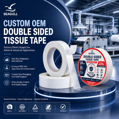 High Tack Acrylic Adhesive Double Side Tissue Paper Tape Roll Untuk Laminasi