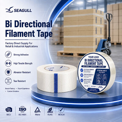 Tape Fiberglass Bi-Directional Diperkuat High Tack Filament Tape Untuk Kotak Palet