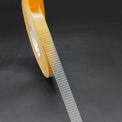 Tape Mesh Serat Kaca Berpasangan Dua Sisi dengan Ketebalan 220MIC untuk Pita Cuaca dan Lantai PVC