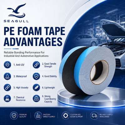 Professional PE Foam Adhesive Tape Untuk Automotive Trim Fixing Gap Filling Insulation