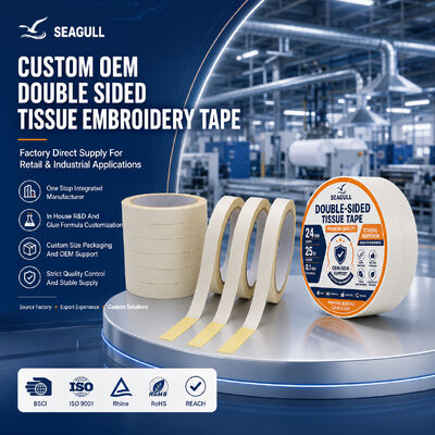 High Tack Removable Double Side Embroidery Tissue Tape Untuk Kain Pakaian Jahit Dan Terapkan