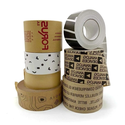 Water Activated Gummed Packing Kraft Paper Tape Dengan Logo Cetak Kustom Merek
