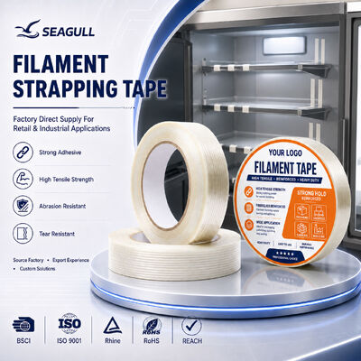 Tape Mono Filament Serat Kaca Diperkuat Strapping Tape Adhesive Untuk Perabot Pengerjaan Kayu