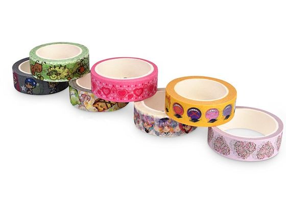 Warna Solid Washi Paper Tape Karet Perekat Mudah Peel Off Fit Dekorasi